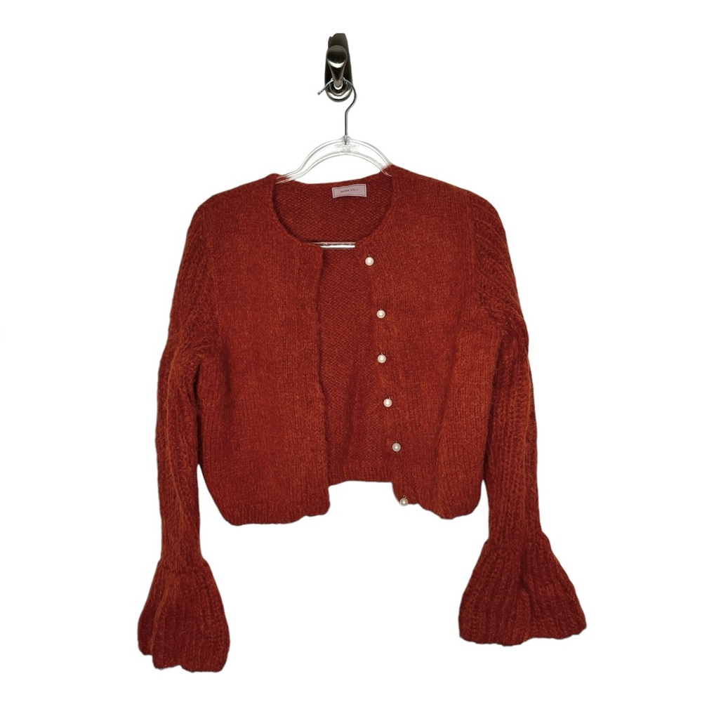 EXCESS ONLY | Sustainable Handmade Mohair Angora Bell Sleeve Cropped Cardigan - Picture 6 of 9